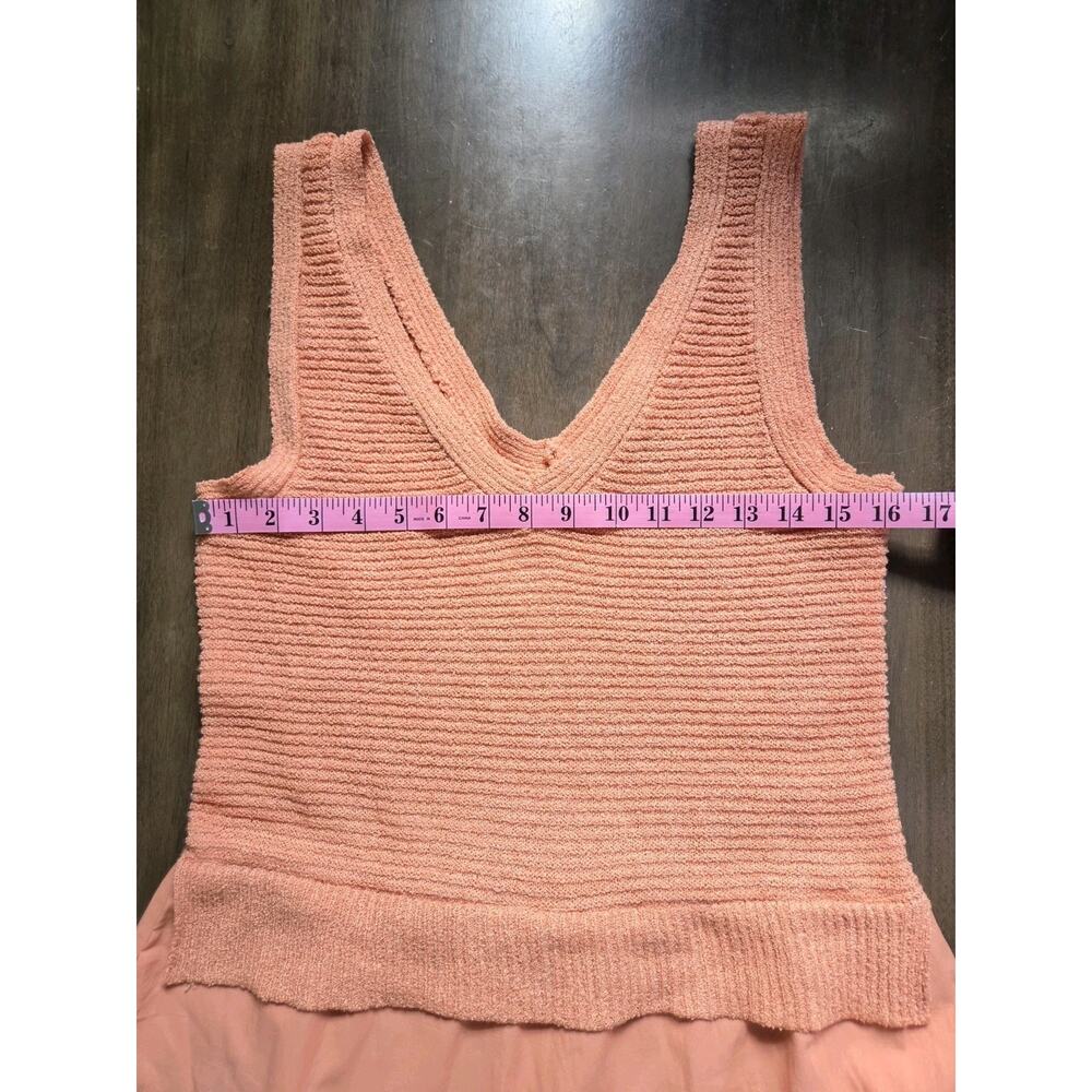 Cynthia Rowley Mixed Media Tank Tiered Dress Drop Waist Sz M Dusty Peach Boho - Picture 10 of 11